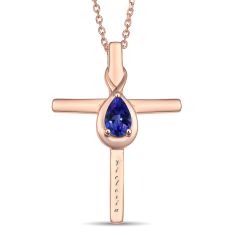 Personalized Gemstone Teardrop Cross Pendant Necklace Personalized Gemstone Teardrop Cross Pendant Necklace