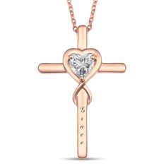 Personalized Gemstone Heart Infinity Cross Pendant Necklace Personalized Gemstone Heart Infinity Cross Pendant Necklace