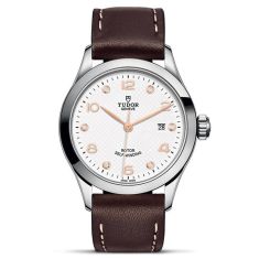 1926 28mm White Diamond-Set Dial Brown Leather Strap Watch M91350-0014