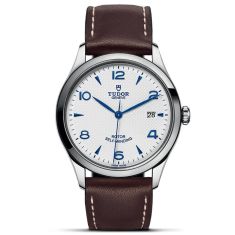 1926 39mm Opaline and Blue Dial Brown Leather Strap Watch M91550-0010