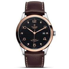 1926 41mm Rose Gold Bezel Black Diamond Set Dial Brown Leather Strap Watch M91651-0008