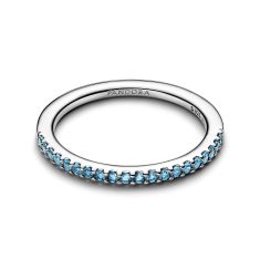 Pandora Sparkling Aquamarine Half-Eternity Band Ring