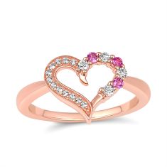 Personalized Gemstone and Created White Sapphire Family Heart Ring Personalized Gemstone and Created White Sapphire Family Heart Ring