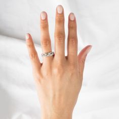 3/8ctw Round Diamond Infinity Twist White Gold Engagement Ring Setting and Wedding Band Bridal Set