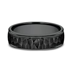 Black Titanium 6.5mm Hammer Finish Comfort Fit Wedding Band