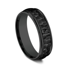 Black Titanium 6.5mm Hammer Finish Comfort Fit Wedding Band
