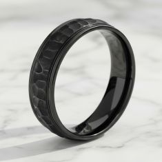 Black Titanium 6.5mm Hammer Finish Comfort Fit Wedding Band