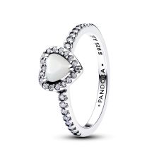 Pandora Elevated White Heart Ring