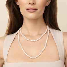 MIKIMOTO Double Strand Akoya Cultured Pearl Necklace Set 1/15ctw