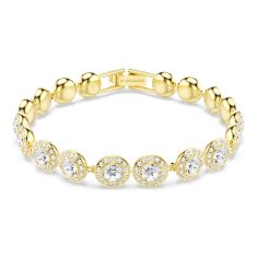 Swarovski Una Angelic Round White Crystal Bracelet, Gold-Tone Plated