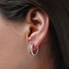 Star Wars™ Fine Jewelry R2-D2 1/15ctw Diamond, Created Blue Sapphire, and Garnet Sterling Silver Hoop Earrings | Friendship