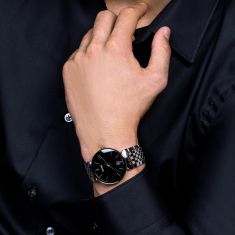 Rado Florence Black Dial Two-Tone Yellow Gold-Tone and Stainless Steel Watch 38mm - R48912153