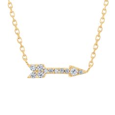 1/10ctw Diamond Arrow Yellow Gold Necklace