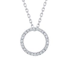 1/10ctw Diamond Circle White Gold Pendant Necklace
