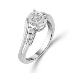 1/10ctw Diamond Cluster Miracle Setting White Gold Promise Ring