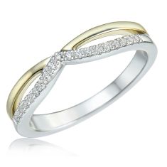 1/10ctw Diamond Curved Two-Tone Gold Band