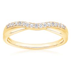 1/10ctw Diamond Curved Yellow Gold Wedding Band - Embrace Collection