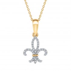 1/10ctw Diamond Fleur-de-Lis Yellow Gold Pendant Necklace