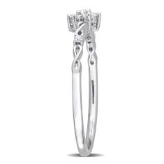 1/10ctw Diamond Floral Sterling Silver Infinity Promise Ring