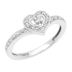 1/10ctw Diamond Heart Sterling Silver Promise Ring