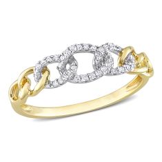 1/10ctw Diamond Link Two-Tone Yellow and White Gold Stackable Ring