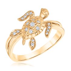 1/10ctw Diamond Sea Turtle Yellow Gold Ring