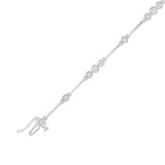 1/10ctw Diamond Station Sterling Silver Link Bracelet