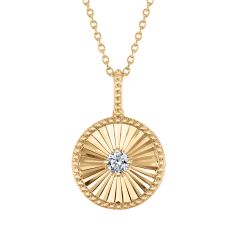 1/10ctw Diamond Sunburst Yellow Gold Pendant Necklace
