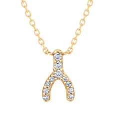 1/10ctw Diamond Wishbone Yellow Gold Necklace