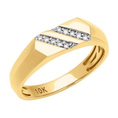 1/10ctw Diamond Yellow Gold Diagonal Row Wedding Band | Men's
