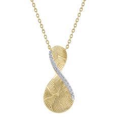 1/10ctw Diamond Yellow Gold Infinity Pendent Necklace