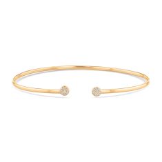 1/10ctw Diamond Yellow Gold Solid 2mm Cuff Bracelet