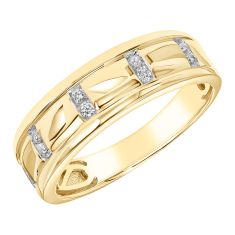 1/10ctw Diamond Yellow Gold Vertical Row Wedding Band | Men's