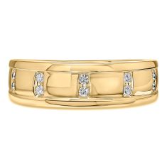 1/10ctw Diamond Yellow Gold Vertical Row Wedding Band | Men