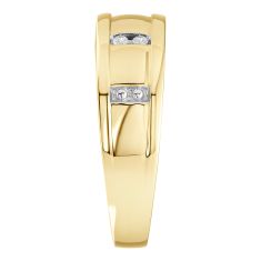 1/10ctw Diamond Yellow Gold Vertical Row Wedding Band | Men