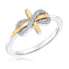 Hallmark Diamonds 1/10ctw Two-Tone Infinity Cross Ring