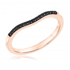 1/10ctw Round Treated Black Diamond Rose Gold Curved Wedding Band | Embrace Collection