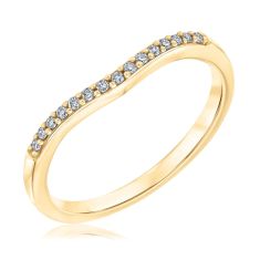 1/10ctw Round Diamond Curved Yellow Gold Wedding Band | Embrace Collection