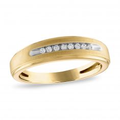1/10ctw Round Diamond Yellow Gold Band | Men's