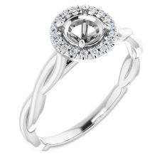 1/15ctw Diamond Halo Twist White Gold Engagement Ring Setting