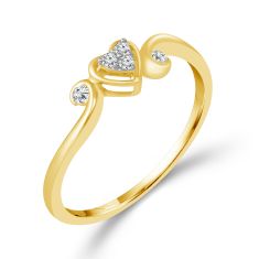 1/15ctw Diamond Heart Yellow Gold Promise Ring