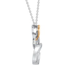 1/15ctw Diamond Two-Tone Double Heart Mom Pendant Necklace