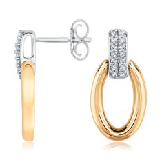1/15ctw Diamond Two-Tone Oval Drop Earrings