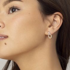 1/15ctw Diamond Two-Tone Oval Drop Earrings