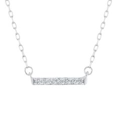 1/15ctw Diamond White Gold Horizontal Bar Pendant Necklace