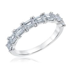 1 1/2 Emerald Lab Grown Diamond White Gold Wedding Band
