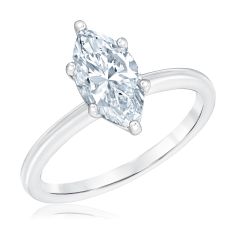 1 1/2ct Marquise Lab Grown Diamond White Gold Solitaire Engagement Ring