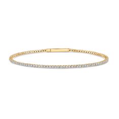 REEDS Flexible 1 1/2ctw Diamond Yellow Gold Bangle Bracelet