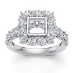1 1/2ctw Diamond Princess Halo White Gold Engagement Ring Setting