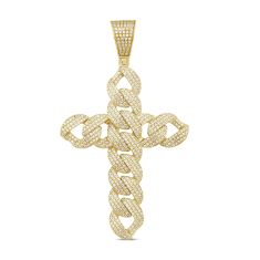 1 1/2ctw Diamond Yellow Gold Cross Pendant